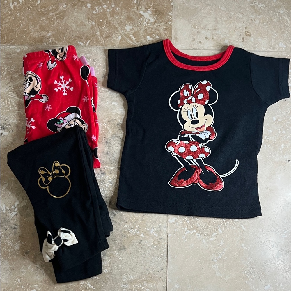 Disney Minnie Mouse Kids Pajama Set - Black, Red, and Gold